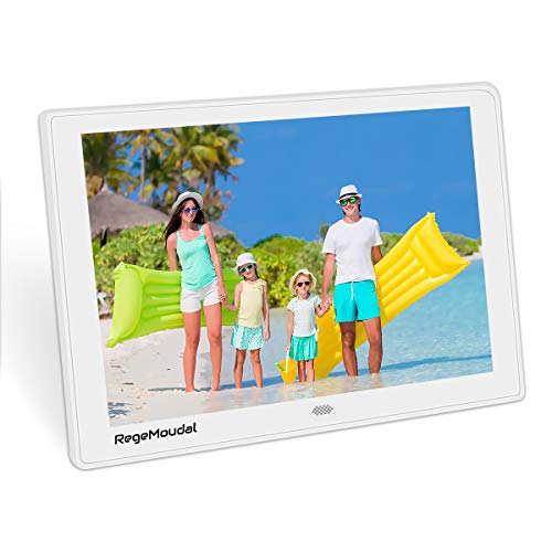 10 Inch Digital Photo Frame, RegeMoudal Digital Frame with High Resolution 1280800 IPS LCD Panel Support 128G SD Card/USB Stick Various Display Modes 1080P Video/Photo/Calendar/Time/Music(White)