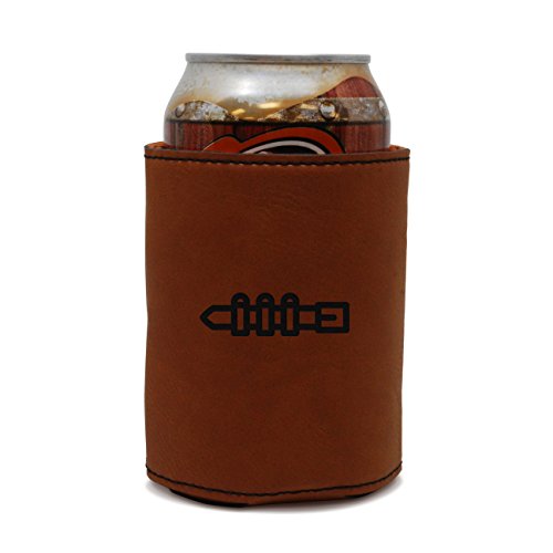 MODERN GOODS SHOP Leather Can Cooler With Ammunition Belt Engraving - Oil, Stain, and Water Resistant Beer Hugger - Standard Size Beer and Soda Can Sleeve