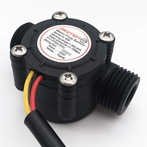 SENSTREE G1/2" Water Flow Sensor with 1.2M(3.9ft) Cable, Food-Grade Hall Effect Sensor Flow Meter Flowmeter Counter 1-30L/min