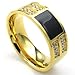 KONOV Mens Cubic Zirconia Stainless Steel Ring, Classic, Black, Size 10