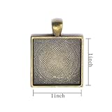 20 Pcs 1 Inch Square Bezel Pendant Tray Vintage Antique Bronze Pendant Blanks Cameo Settings
