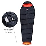 FIRSERMO Electric Heated Sleeping Bag Lightweight Portable Waterproof Comfort Mummy Bags, Perfect for Adults Camping/Hiking