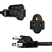Etekcity Short Power Extension Cord, Power Extension Cable, Outlet Saver, 3 Prong, 16AWG 13A, UL Listed (5 Pack, 1 Foot) , Black