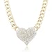Doinshop Ladies 3d Heart Pendant Chain Necklace with a 16 Inch Adjustable Link Jewelry