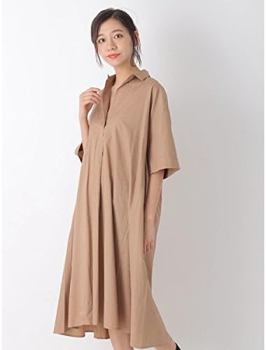 Amazon アースミュージック エコロジー Earth Music Ecology アースミュージックアンドエコロジー Aラインシャツ ワンピース ベージュ F ワンピース チュニック 通販