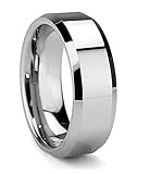 King Will Men's 8mm Tungsten Carbide Ring Polished Plain Comfort Fit Wedding Engagement Band