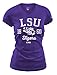 MJ Soffe NCAA LSU Tigers Women's Fitted Collegiate Basic Logo V-Neck Tee, Medium