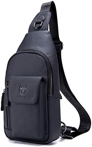 BULLCAPTAIN Genuine Leather Sling Backpack Multi-pocket Chest Bag Crossbody Daypack with Earphone Hole XB-121 1 BULLCAPTAIN Genuine Leather Sling Backpack Multi-pocket Chest Bag Crossbody Daypack with Earphone Hole XB-121