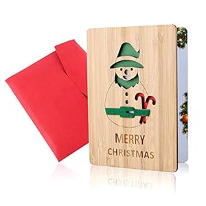 Holz-Grußkarte, Grußkarte aus Holz, Weihnachtskarten, Frohe Weihnachten Karte, Echte Bambus- und Holzgrußkarten, Bunte…