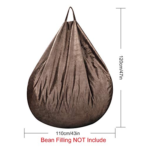 MFTEK Bean Bag Chair Cover Only, Large Washable Memory Foam Furniture Bean Bag Replacement Cover with Wash Bag, Without Bean Filling, 43.3''×43.3''×47.2'' (Chocolate)