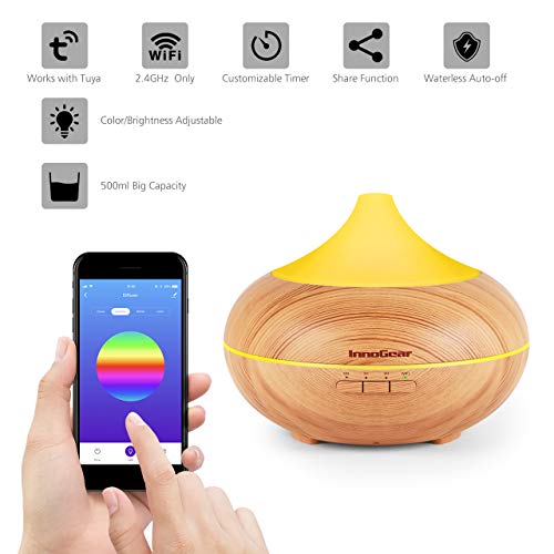 InnoGear 500ml Smart WiFi Essential Oil Diffuser Vaporizer App Control
