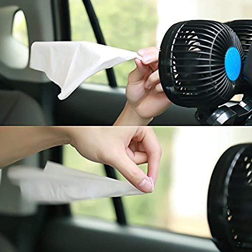 QIFUN Electric Car Fans for Rear Seat Passenger Portable Car Seat Fan, 4 Inches 12V Headrest 360