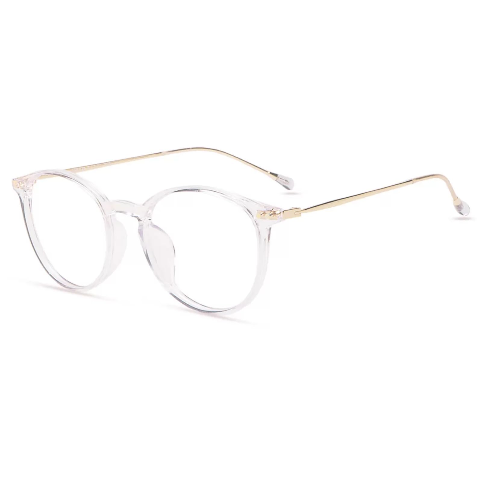 Firmoo Blue Light Blocking Glasses Women Round, Anti Glare Blue Screen Glasses Men Reduce Eyestrain Headache, Anti Reflective Blue Light Glasses Non Prescription Large (Transparent)