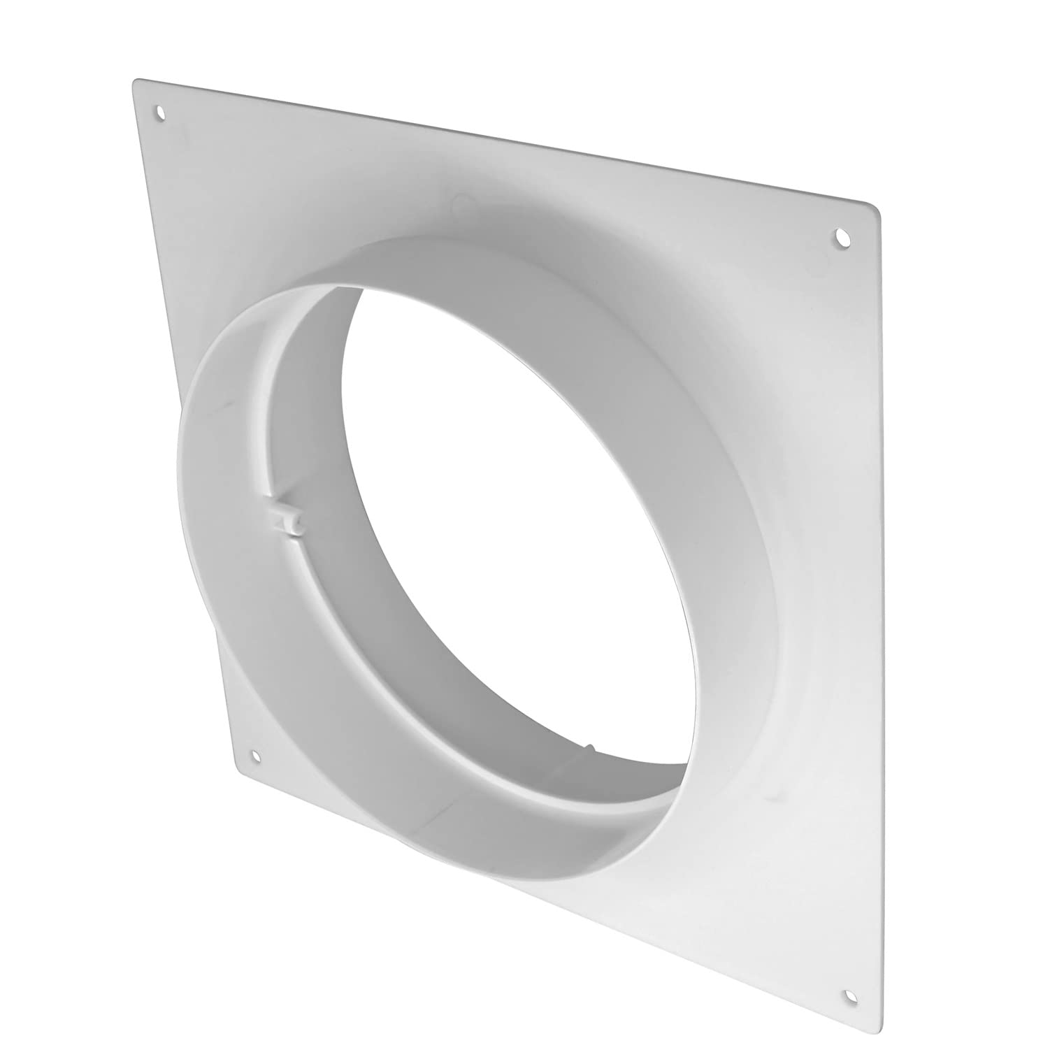 Steinberg14 White Ø 150mm / 6" Round Wall Flange Without Backflow Valve, PVC Connector for Ventilation Pipe