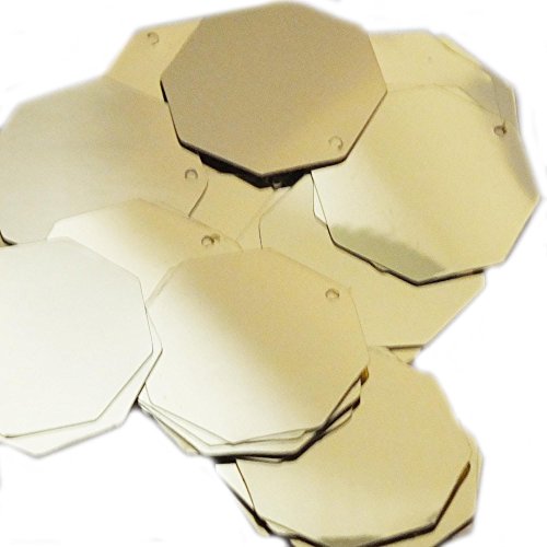 Gold Shiny Metallic Octagon 30mm Couture Sequin Paillettes. Made in USA. Loose sequins for embroidery, bridal, applique, arts, crafts, and embellishment.