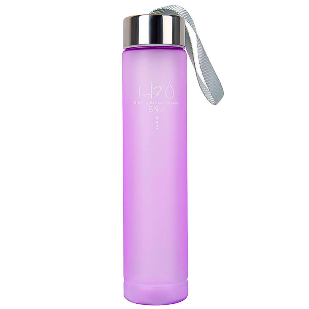 Sports Water Bottle BPA Free Plastic Wide Mouth Slim Frosted Cup with Leak-proof Lid for Running Gym Yoga Outdoors 280ml
