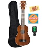 Kala KA-S Satin Mahogany Soprano Ukulele Bundle with Gig Bag, Tuner, Austin Bazaar Instructional DVD, and Polishing Cloth