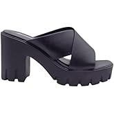 Soda Women's Slip On Chunky Heel Platform Sandal