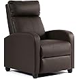 BestMassage Recliner Chair for Living Room Modern Wingback Sofa Home Theater Seating Push Back Reclining Chair with Lumbar Support (Without Massage, PU Brown)