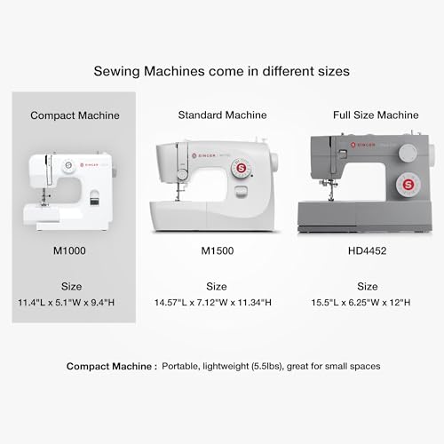 SINGER M1000 Mending Machine | Compact, Lightweight & Portable With 32 Stitch Applications & LED Light | Great for Light to Medium Weight Fabrics & Repairs – White