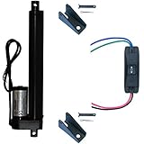 WindyNation 8 Inch 8" Stroke Linear Actuator 12 Volt 12V 225 Pounds lbs + Up Down DPDT Switch + Mounting Brackets (8" Actuator, Maintained Switch)
