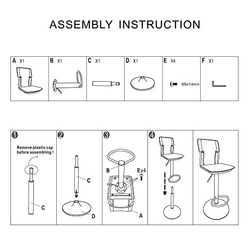 Sidanli Black Adjustable Swivel Counter Bar Stool Chairs with Back (Set