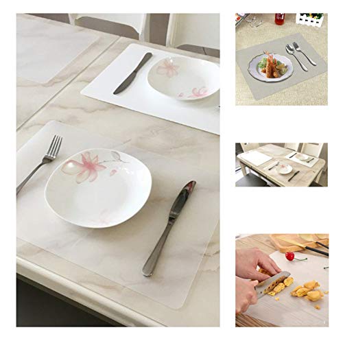 HANGJI Clear Placemats, Set of 6 Translucent Plastic Placemats