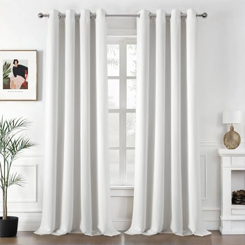 MIULEE Verdunklungsvorhänge Thermo Blickdicht Ösen 2er Set 140x280cm Weiß