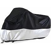 Motorcycle Covers, Outdoor Waterproof Motorbike Covers with Lock-Holes & Storage Bag, Fits up to 96.5" Motorcycles
