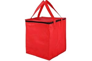 Durable Shopping Insulated Bags Heavy Duty Thermal with Zipper and Handle for Food Delivery Red M Food Warmer Bag