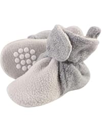 Luvable Friends Unisex Baby Cozy Fleece Booties, Neutral Gray Light Gray, 0-6 Months