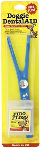 Doggie DentalAID Fido Floss Holder with White Letters, Light Blue