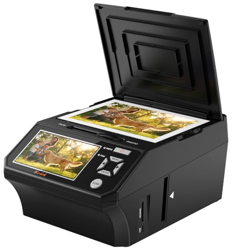Scanner 4-en-1 Diapositives et Négatifs, Scanner Photo 22MP avec Écran LCD 5", Convertit 135/110 Films/Négatifs/Photos en JPEG Numérique, Carte SD 8Go Incluse