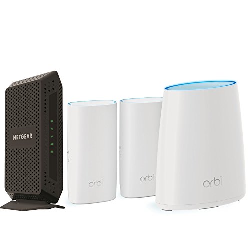 NETGEAR Orbi Whole Home Mesh WiFi System (RBK33) with CM600 (24x8) DOCSIS 3.0 Cable Modem Bundle