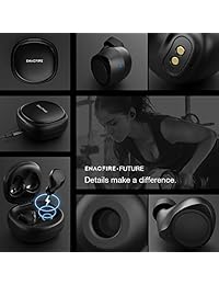 Auriculares inalámbricos Bluetooth 5.0 de Enacfire, auriculares inalámbricos Bluetooth con 18 horas de tiempo de reproducción, graves profundos, sonido estéreo, 33-66 pies, alcance Bluetooth, elegante funda de carga portátil, micrófono integrado