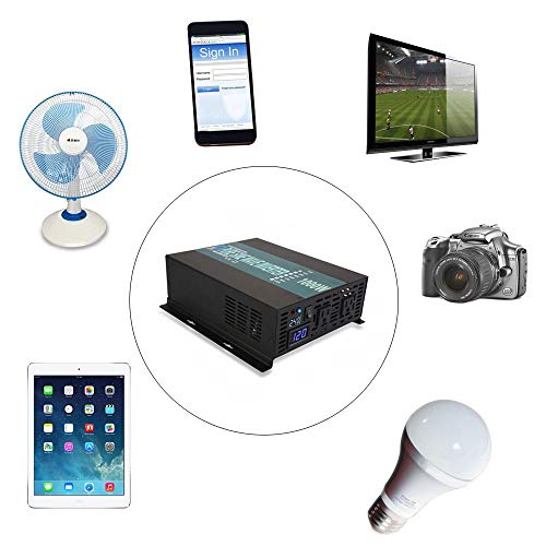 WZRELB 1000W Pure Sine Wave Solar Power Inverter 24V 120V 60Hz Power Converter LED Display DC to AC Power Generator with Wireless 100ft Remote Controller - Thumbnail 4