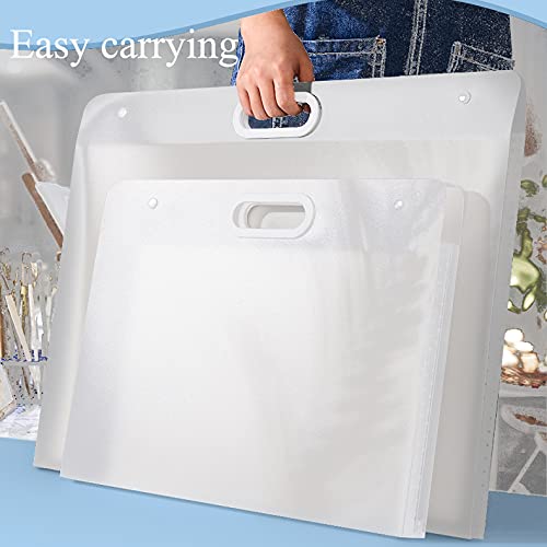 Plastic Art Portfolio, Large Art Portfolio with Handles,Waterproof Portfolio Folder for Artwork, Arts Storage Case for Drawing Sketch Photography Poster (17.32 x 13.22 inch)