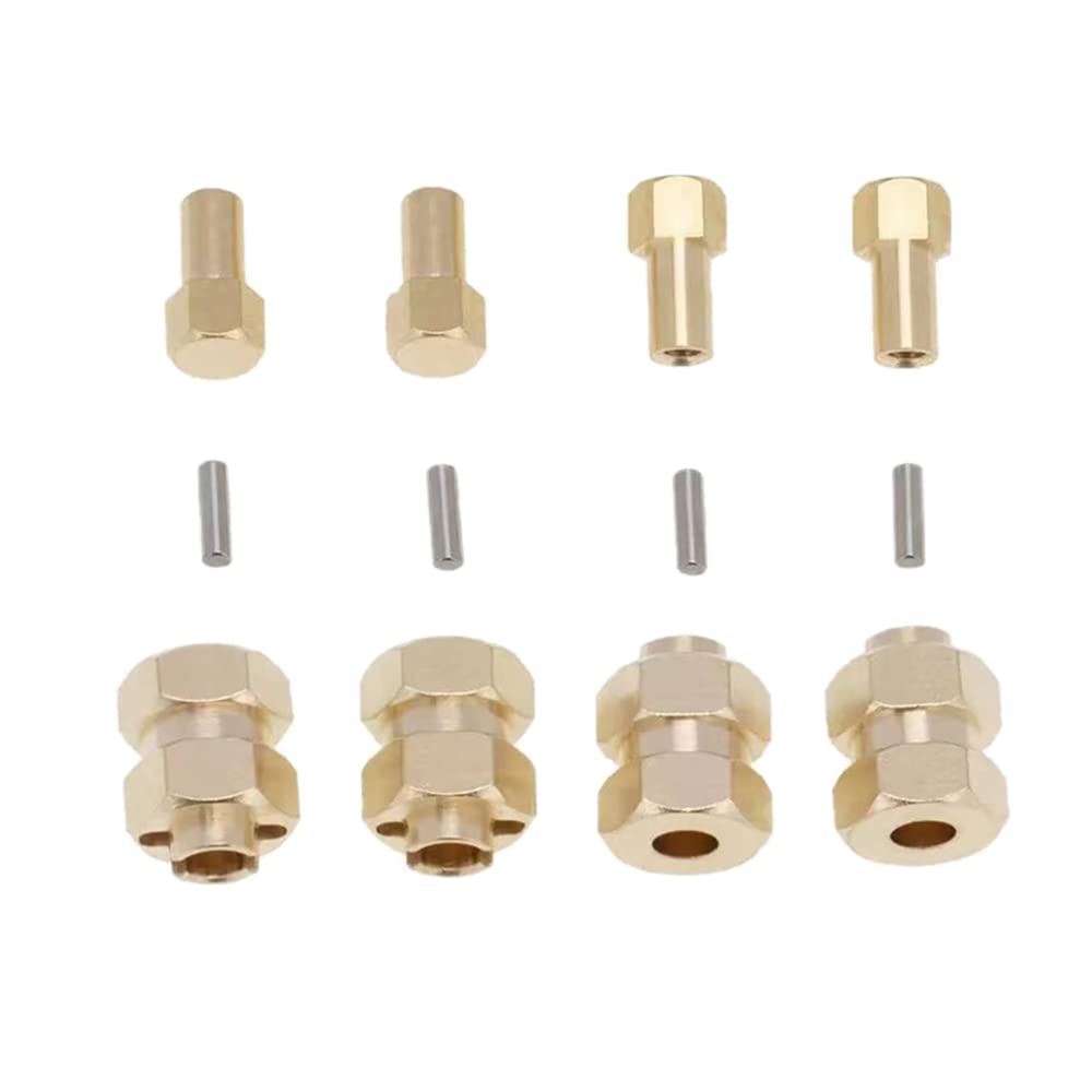Fasizi 4Pcs Brass Extended 7mm Hex Wheel Hubs for SCX24 Upgrades 1/24 RC Car