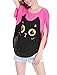 Allegra K Women's Cartoon Pattern Short Batwing Sleeves Tunic Top XL Pink