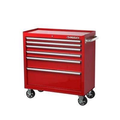 Husky 36 in. 6-Drawer Roller Tool Cabinet, Red