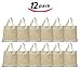  BagzDepot 12 Pack Durable Cotton Canvas Reusable Blank 15inch x 16inch Standard Size Grocery Plain Tote Bags with 21 inches Supportive Fabric Handles No Bottom Gusset - Natural