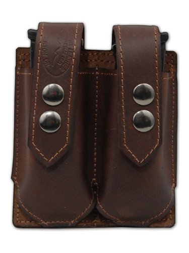thumbnail interactive-video image 1 of Barsony Horizontal Tan Leather Shoulder Holster For Glock Compact 9mm .40 .45 – Model 22HORST, USA Made 1 of 5