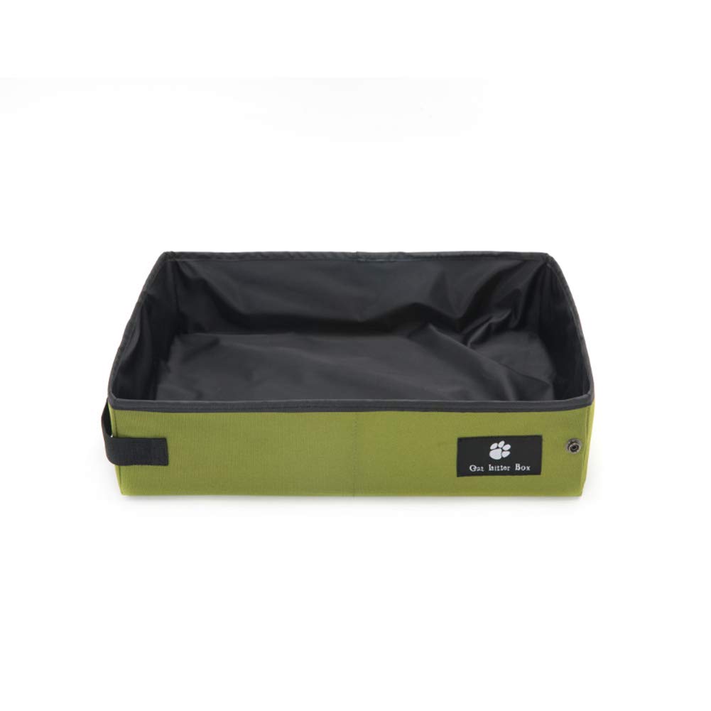 OMEM Foldable Portable Cat Litter Box Dry Wet Soft Travel Cat Litter Tray Lightweight Waterproof Toilet for Outdoor (Large, Green)