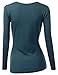 Doublju Women Basic Designed Long Sleeve V-neck Slim Fit T-shirt