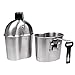 Goetland Stainless Steel WWII US Army Canteen Water Bottle Military Canteen Kit 1QT with 0.5QT Cup Nylon Pouch G.I.