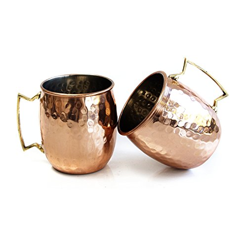 Moscow Mule Hammered Copper 18 Ounce Drinking Mug, Set of 2