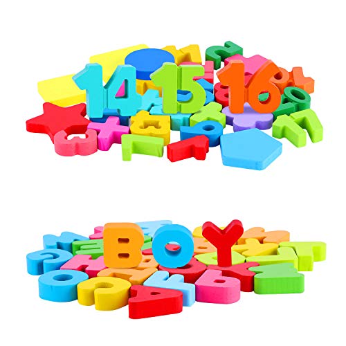 AiTuiTui Alphabet Puzzle Board Numbers Shapes 3 Sets Wooden Blocks for Toddlers, Colorful ABC Wooden Letters 1-20 Numbers Shapes Early Learning Toys for Kids Age 3 4 5 6