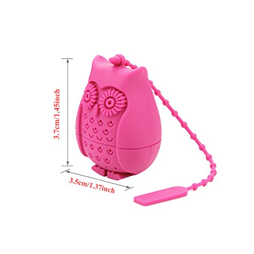 2pcs Silicone Mini Owl Tea Bag,Ezeso Reusable Tea Filter Infuser Strainer for Coffee Herb Punch (Blue + Rose)
