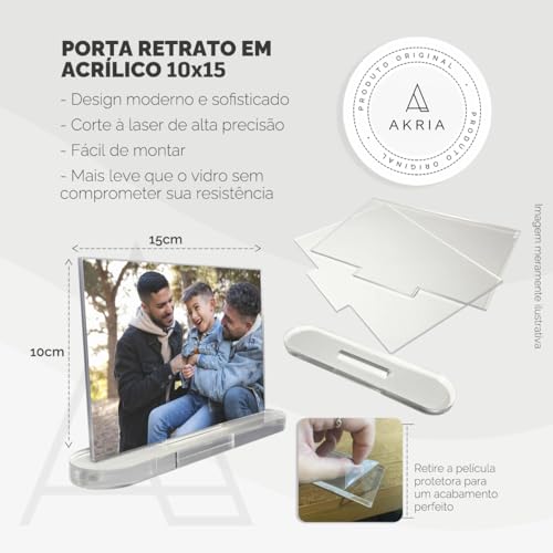 Porta Retrato 10x15 Acrílico Transparente Luxo com Base Fixa – Suporte para 2 Fotos, Design Moderno e Elegante