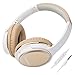 BENWIS Over Ear Headphones with Microphones Lightweight Foldable Hi-Fi Stereo Wired Headsets for Computer Cell Phones MP3, Gold